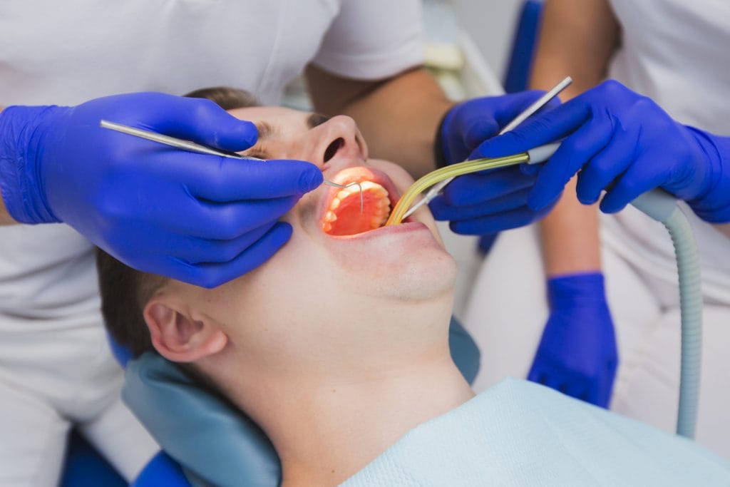 close up dental procedure patient